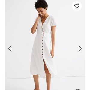 NWT Madewell Linen Blend Button Wrap Midi Dress